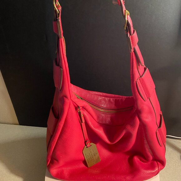 Ralph Lauren Pebbled Leather Shoulder Bag - Hot Pink - Brass Hardware - Picture 3 of 15